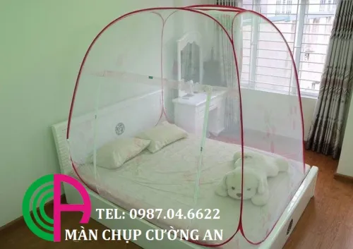 Màn Chụp Tự Bung Đỉnh Rộng 1m8 - Hoa Hồng