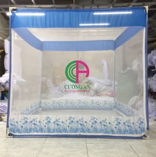 Màn Khung Vuông Không Khoan Tường 1m8 x 2m - Màu Xanh